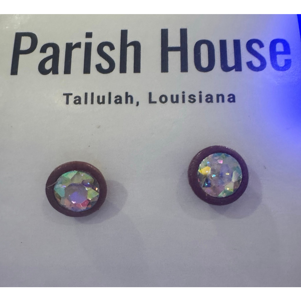 Iridescent & maroon Stud Earrings